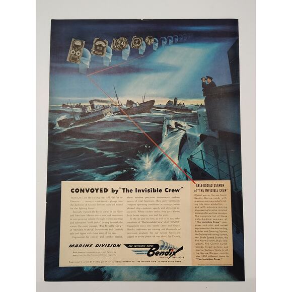 1943 Bendix Print Ad Invisible Crew Naval Radar Sonar Electronics 1940s Wartime - Picture 7 of 7
